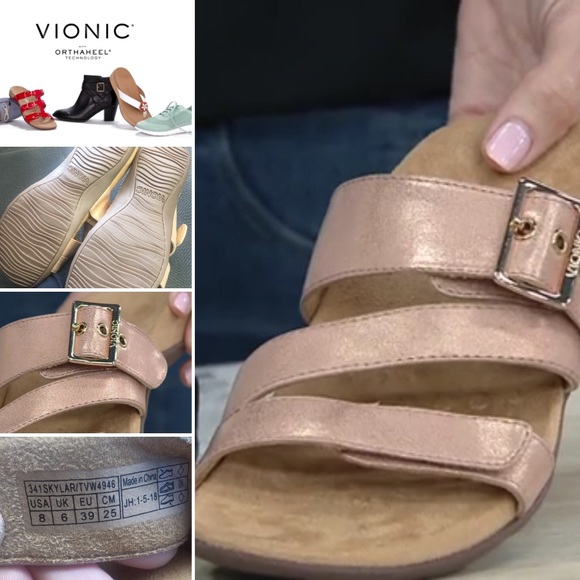 vionic sandals rose gold